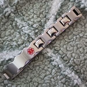 NWOT Stainless Steel Med Alert ID Bracelet UNISEX